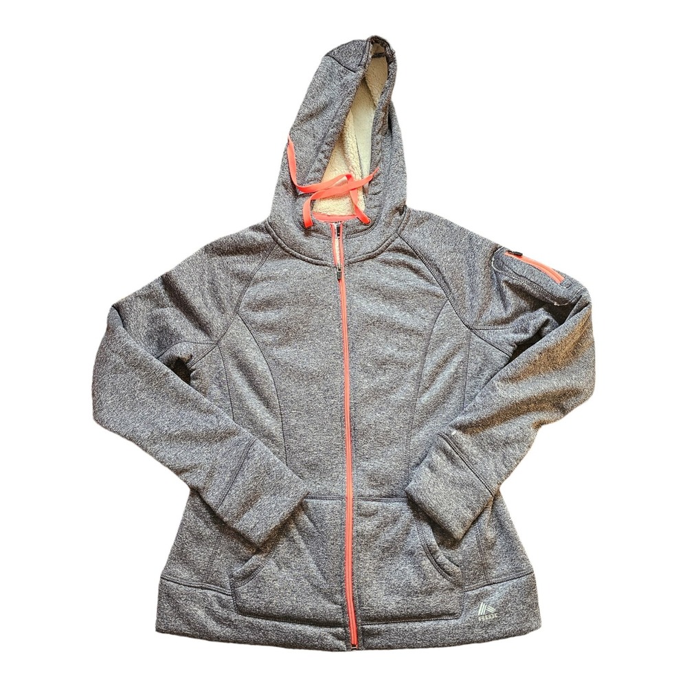 RBX Active Women's Jacket Hoodie Full Zip Shearling Lining Size Large Gray